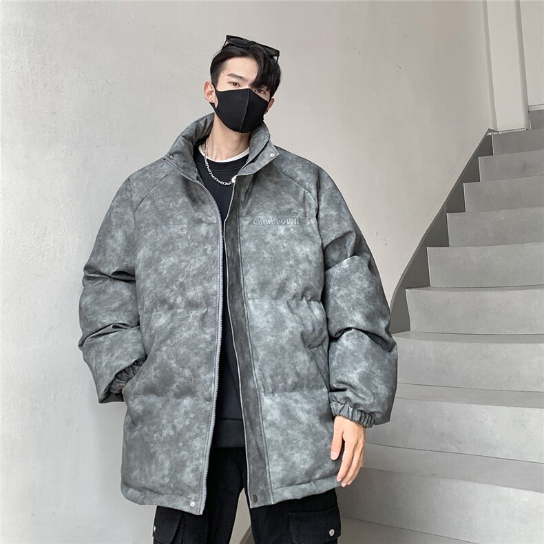 港风PU皮复古做旧设计钢印棉衣男MY77096P130控198抖控228,男装棉衣,星座227-7