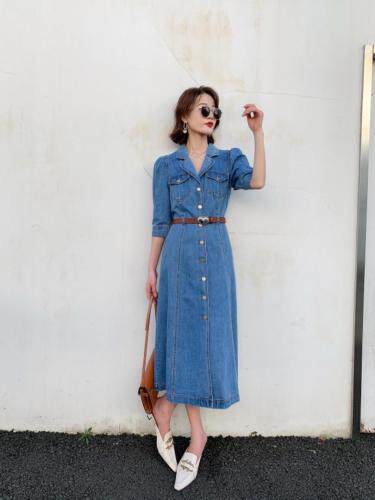 2021夏季牛仔连衣裙，女装连衣裙，雪儿诱惑
