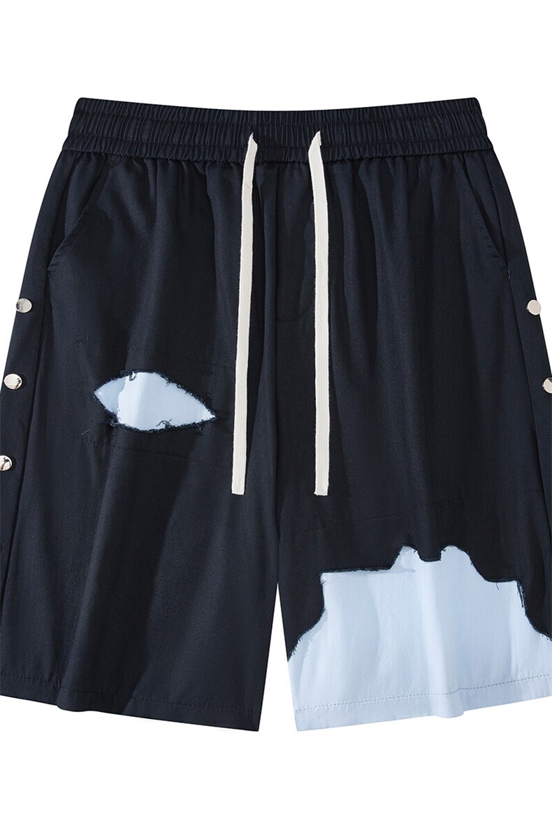 8XL-M特大码短裤男夏季新款大码vibe破洞拼接高街短裤DK1518P50,男装休闲裤,电商D206-1