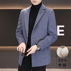 冬季新款男士西装领毛呢大衣中长款羊毛呢子风衣外套上衣7917P180，男装风衣，电商B226