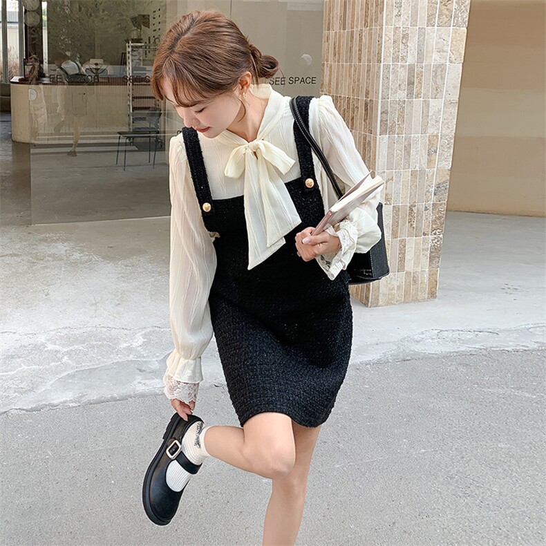 现货小香风两件套长衬衫背心连衣裙ZB193a-817-p190k280,女装连衣裙,浙宝193A
