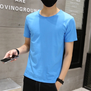 彩色T恤新款纯色短袖男士夏季修身圆领纯棉T恤好卖5013-T820-P13图片