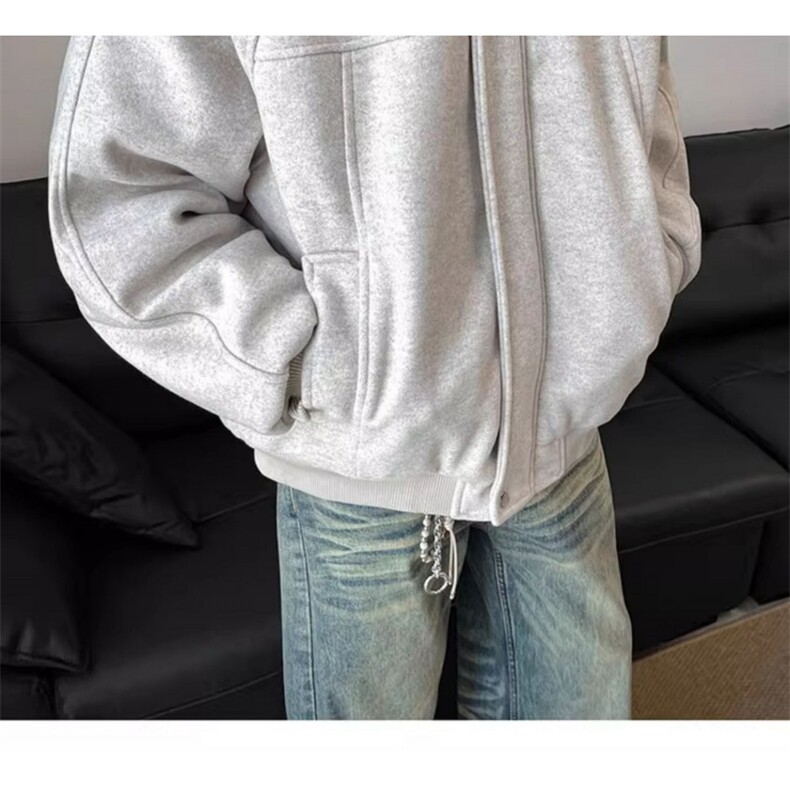 美式复古潮流毛领连帽棉衣男女情侣款冬季加厚保暖呢子棉衣服外套图片