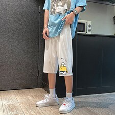 QK72090-P25冰丝七分裤男大码速干短裤男五分裤港风，男装休闲裤，电商A040