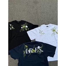 网图有货夏季美式复古花卉刺绣字母短袖宽松花边t恤男女A456-P35，男装T恤，星座1505