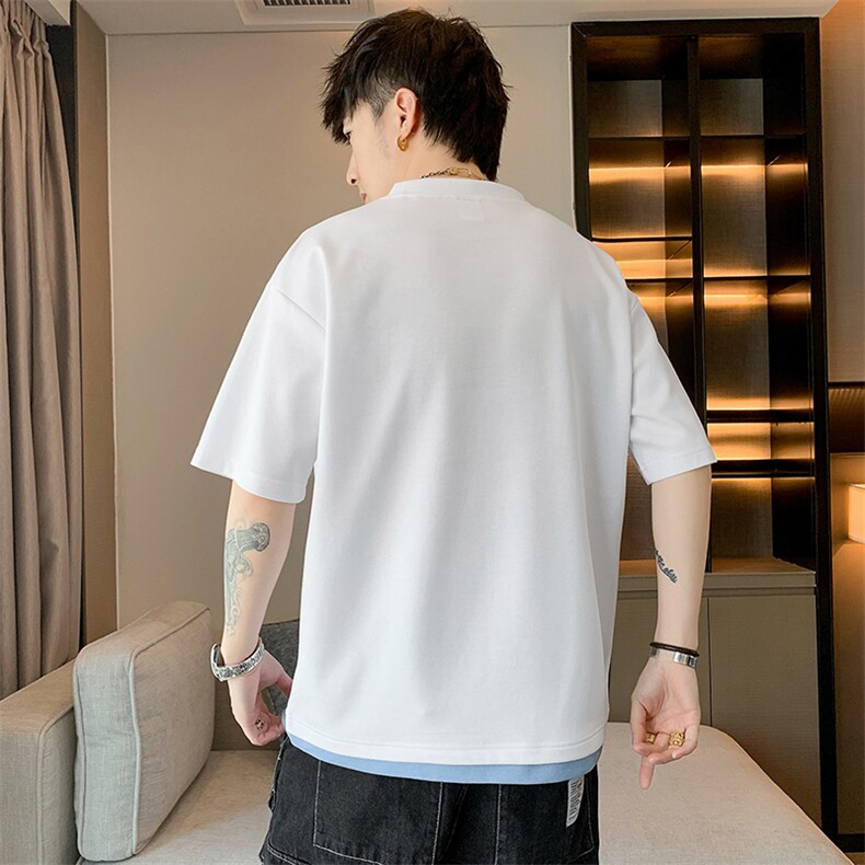 冰氧仿棉短袖店主风体恤休闲百搭刺绣纯色男上衣TC3149-P22控48,男装T恤,星座717