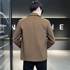 2023新品翻领毛呢风衣男士秋冬短款修身大衣潮流休闲呢子外套，男装毛呢大衣，电商B248