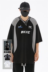 M-6XL夏季大码新款240克冰感棉带反光条男短袖T恤 T2308-P42图片