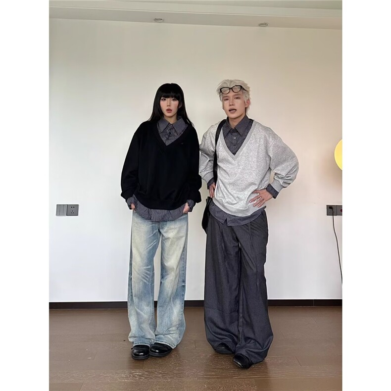 现货DTK63-批55高质量假两件拼接设计卫衣男长袖外套,女装短外套,星座603-2