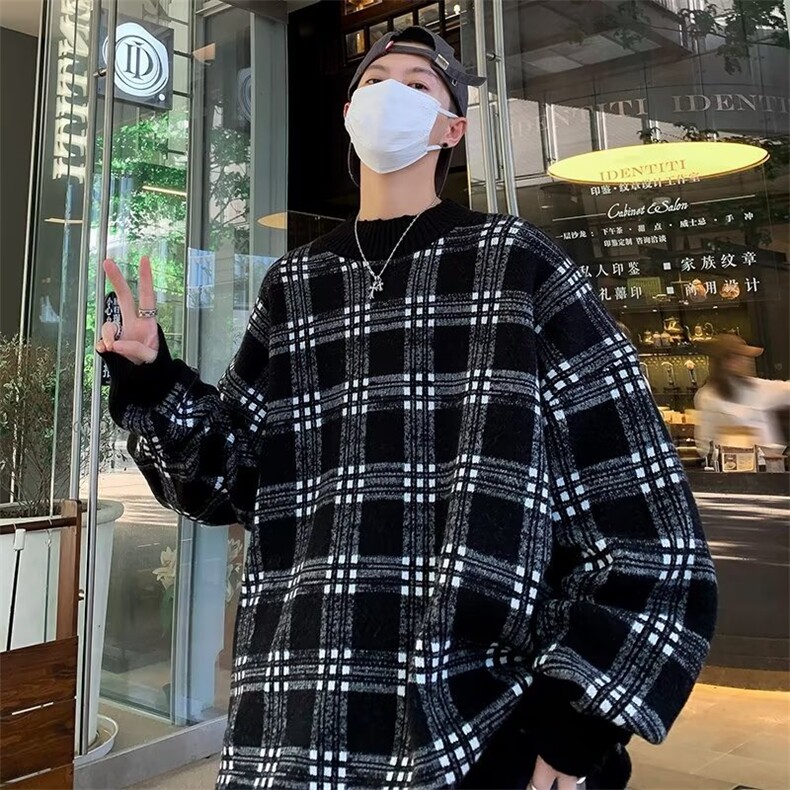 美式圆领毛衣男慵懒风休闲鹿毛绒针织衫M7313P50,男装针织衫/毛衣,星座1116-2