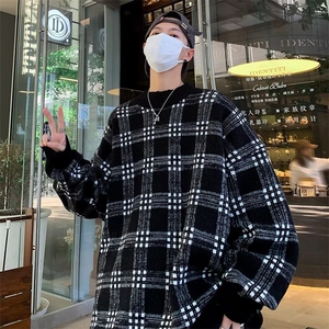 美式圆领毛衣男慵懒风休闲鹿毛绒针织衫 M7313 P50图片