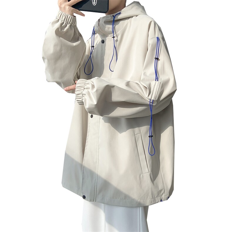 JK6008/P60春装新款男抽绳连帽夹克男宽松外套宽松大码上衣控78,男装夹克,电商A141