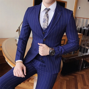 条纹西装套装三件套男士礼服商务修身 W6388-P285图片