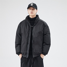 现货冬季美式休闲加厚雪山外套夹克立领纯色三防户外工装棉服，男装夹克，电商A486