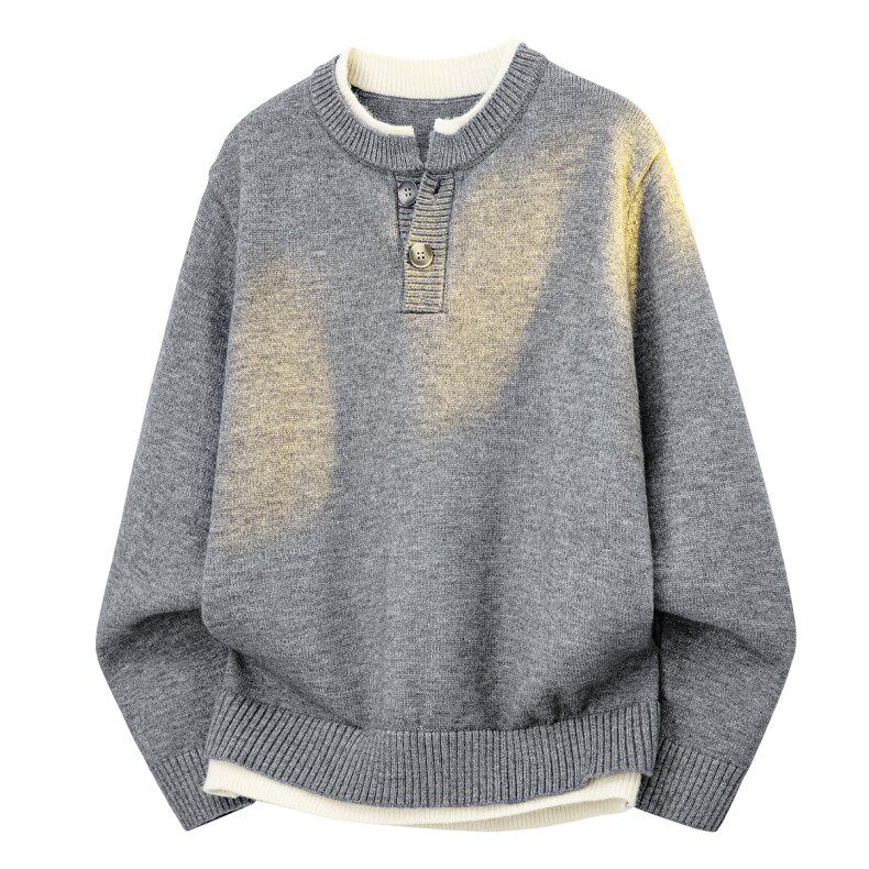 MH5544-CG-3DP55假两件圆领亨利领毛衣慵懒风男针织衫高领线衫，男装针织衫/毛衣，星座510A-5