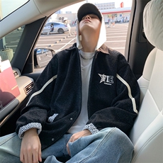 H235可拆卸连帽夹克男格子宽松休闲上衣oversize外套，男装夹克，星座304A-1