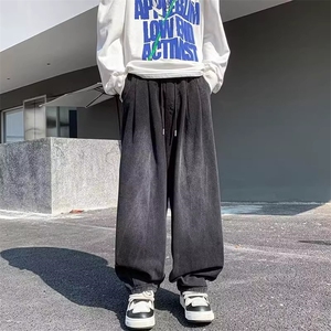 美式高街复古水洗做旧牛仔宽松阔腿情侣长裤 KZ45K2232--TP45图片