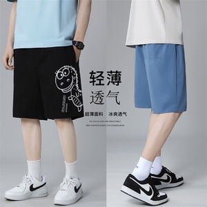 K202 P25 灰底 百搭休闲港风卡通恐龙印花短裤休闲情侣学生五分裤图片
