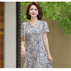 2025夏季新款大码女装连衣裙冰丝简约通勤轻柔透气A字长裙子图片