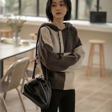 秋冬新款拼色针织套头上衣时尚百搭，女装针织衫/毛衣，泰沅羊绒