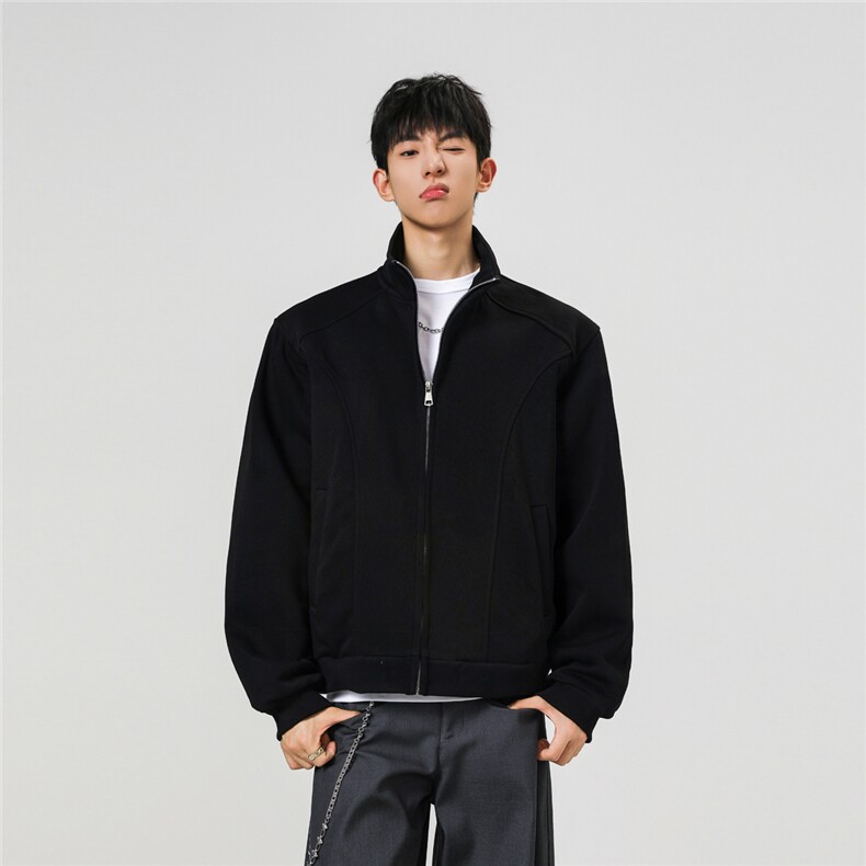 秋冬新款400克重磅立领拼接卫衣WY953-P55K控88,男装卫衣,电商A072