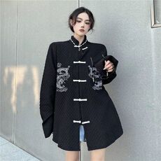 24新款潮改良版复古男女刺绣龙纹设计感衬衫外套-TZ058-网络图，男装衬衫，星座1002-2