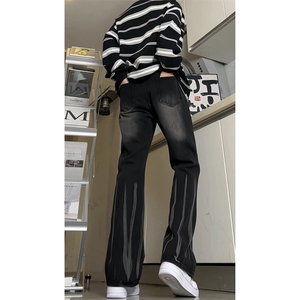 美式ins高街hiphop微喇扎染牛仔裤货号K2313P55控78图片