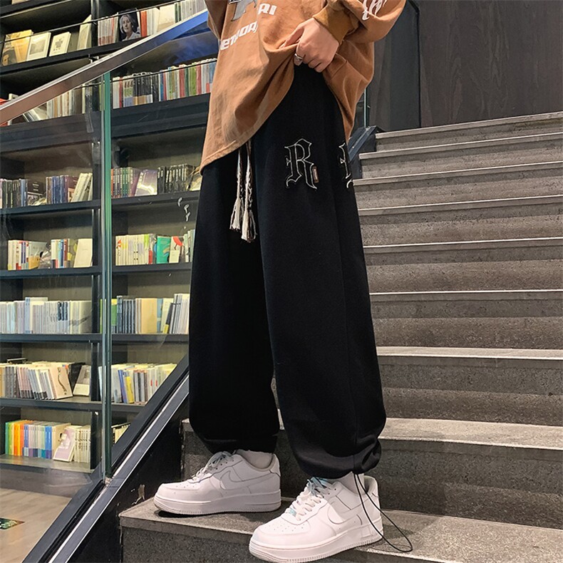 2023秋季青少年刺绣撞色裤绳百搭休闲裤可束脚长裤男士K7406-P70,男装休闲裤,电商A441-1