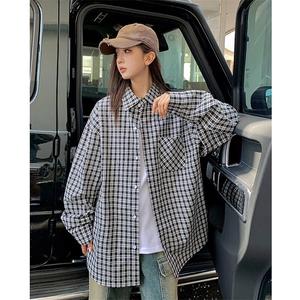 港风衬衫高级感设计耐磨格子衬衫休闲百搭MD-H553-特批40控69图片
