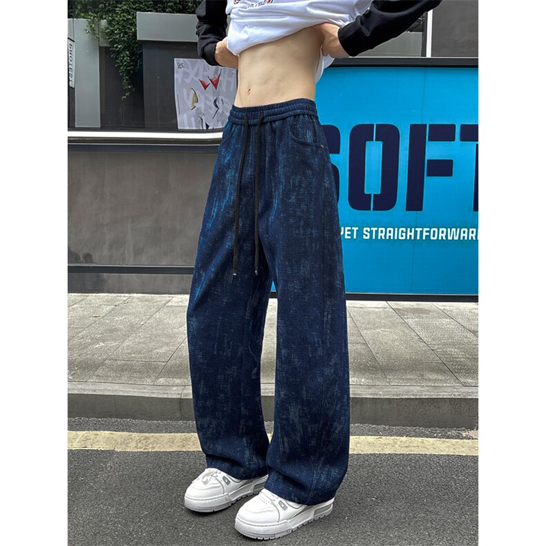25秋季新款潮牌美式人字斜纹炒花砂洗休闲牛仔弯刀裤男5011特批48图片