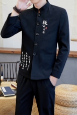 2021春秋季中山装两件套男士立领修身西装礼服中国风套装YK809-P100，男装夹克，星座509