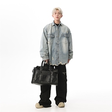 潮牌牛仔服外套男翻领破洞宽松上衣青年春新款休闲夹克JK1175-P70，男装夹克，星座1103-3