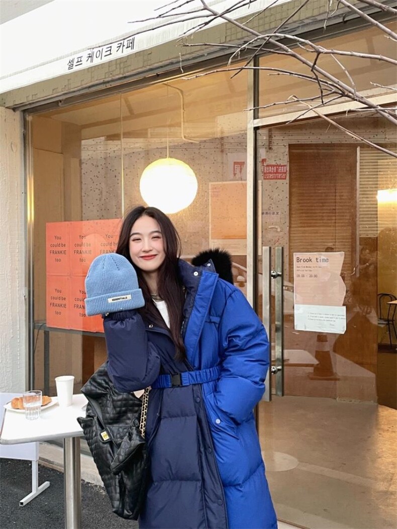 拼色大毛领羽绒服，女装羽绒服，Double Seven