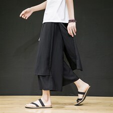 2025夏季风新款两片式休闲宽松裤九分裤咖色K129-P70，男装休闲裤，电商B277A（原A068）