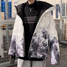 现货雪山款连帽时尚宽松轻薄白鸭绒扎染外套羽绒服R8833P100，男装羽绒服，星座301D-5(原星座1415）