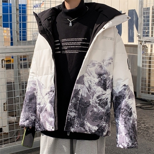 现货雪山款连帽时尚宽松轻薄白鸭绒扎染外套羽绒服R8833P100图片