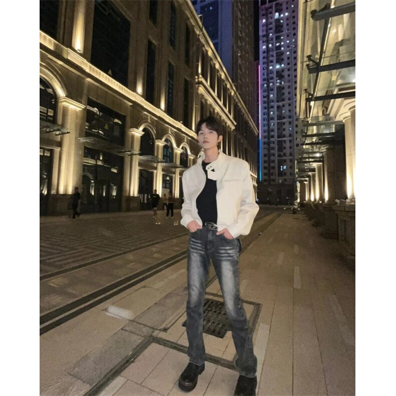 男女秋外套美式复古立领机车服高级感垫肩飞行员夹克,男装夹克,星座506A