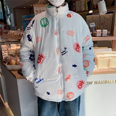 美式高街棉服男冬季痞帅宽松面包服外套潮牌两面穿棉衣，男装棉衣，星座716-2