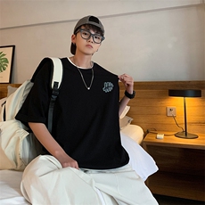 短袖t恤男夏季潮牌潮流ins宽松新款五分半袖情侣上衣服TX692-P28，男装T恤，星座1008