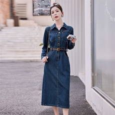 欧货牛仔连衣裙女春秋2025新款洋气减龄休闲收腰显瘦高级感连衣裙，女装连衣裙，瑶迪依秀