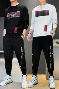 新款春秋男士休闲卫衣ins潮流百搭宽松两件套套装DS988T图片