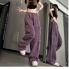 美式复古紫色工装牛仔裤男女大码时尚潮流裤，男装牛仔裤，四季星座218-1