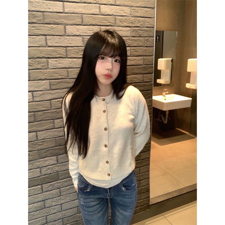 重磅秋冬男女北极绒开衫毛衣美式复古休闲慵懒风单排扣针织衫外套,男装针织衫/毛衣,电商A486-1