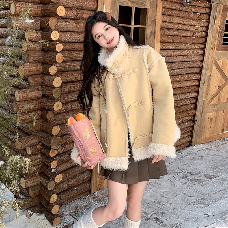 新款！冬装皮毛一体羊羔毛外套2C133-8817-P190-K288,女装短外套,2C133