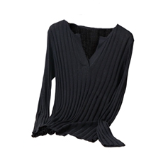 2021春秋季薄款打底毛衣女坑条半开领新款洋气套头外穿羊毛针织衫，女装针织衫/毛衣，唯若美羊绒