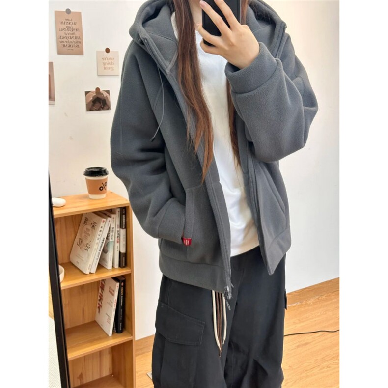 摇粒绒连帽拉链卫衣外套1302-GS02-P55成分100聚酯纤维,女装短外套,星座1302