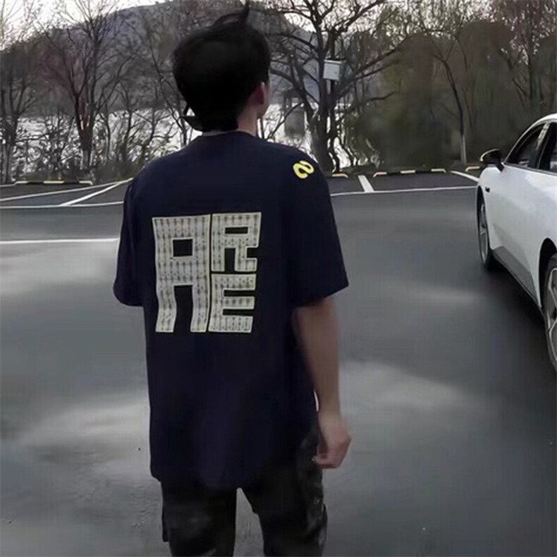 万针全刺绣工艺抖音得物高品质260克重磅纯棉双纱美式高街短袖T恤,男装T恤,电商A486