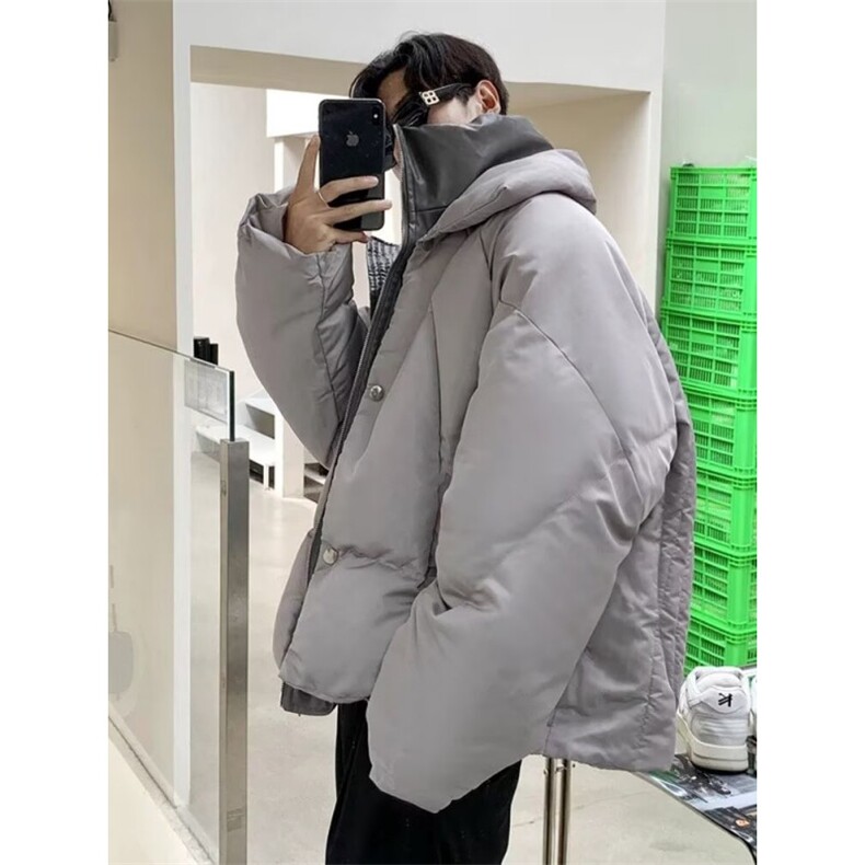 美式短款棉服时尚立领加厚棉衣男冬季潮牌设计宽松面包服百搭棉袄,男装棉衣,星座506A