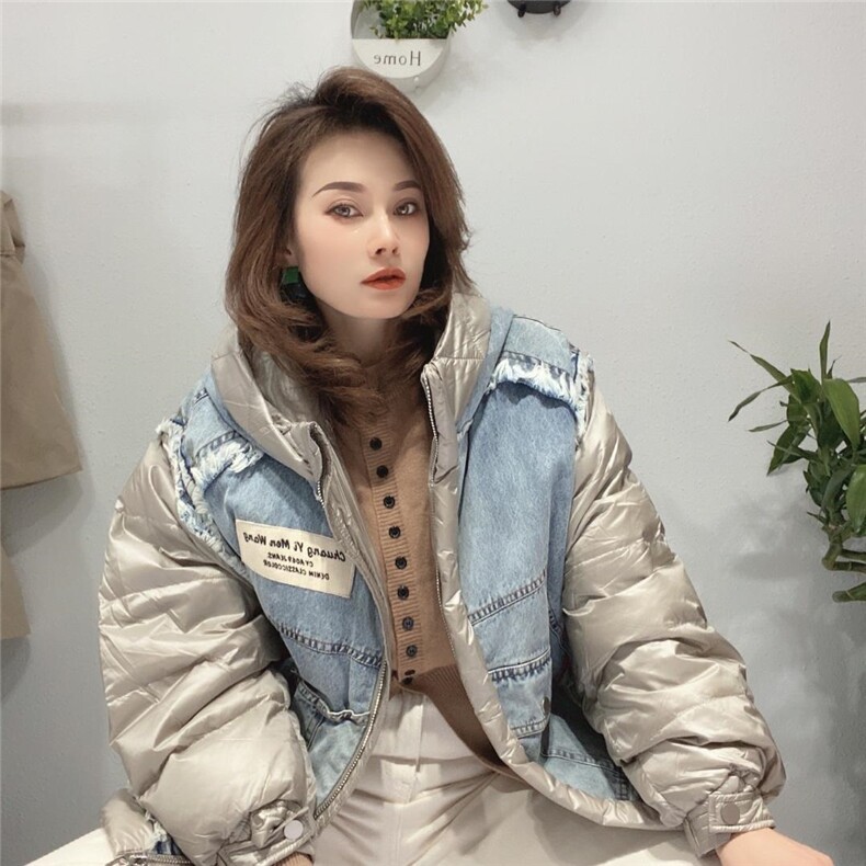 拼牛仔羽绒服,女装羽绒服,YCJ