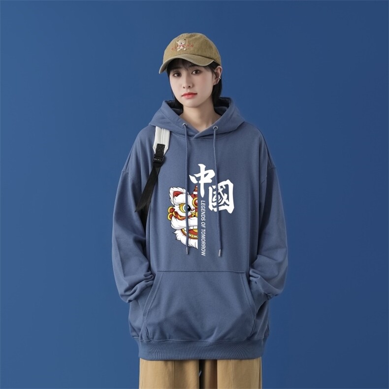 L2409P48中性模特新款卫衣男装宽松港风日系外套连帽衣服宽松卫衣,男装卫衣,星座510A-1